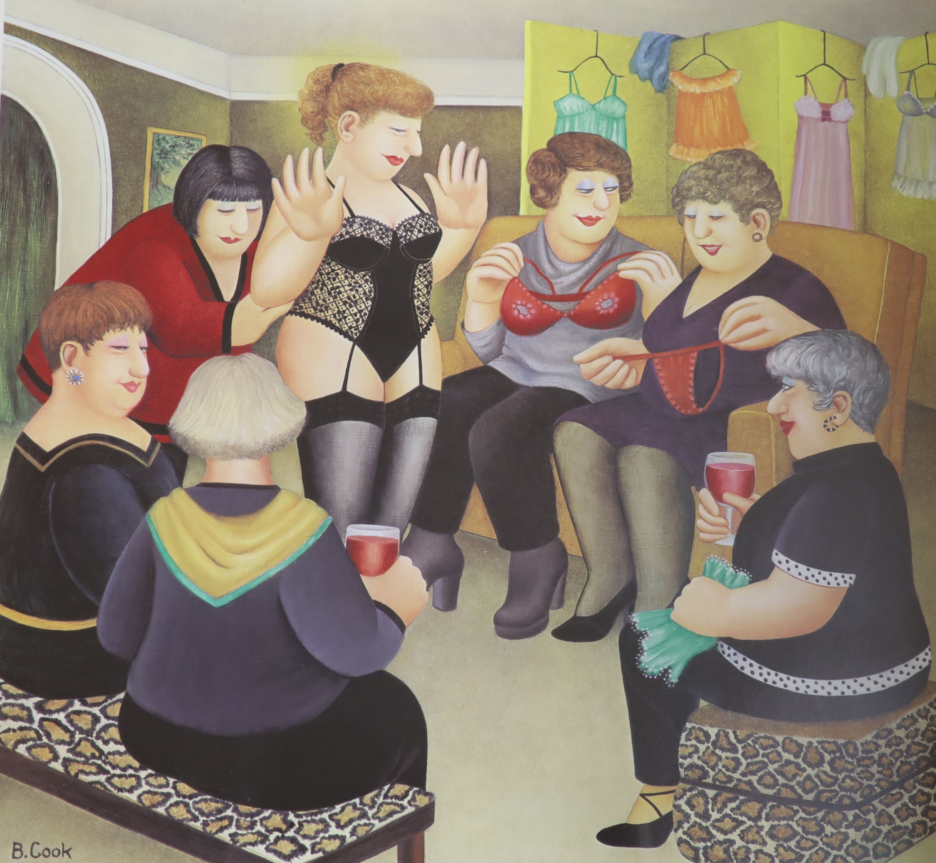 Beryl Cook, limited edition print, 'Party Girls', signed, 90/650, 53 x 56cm